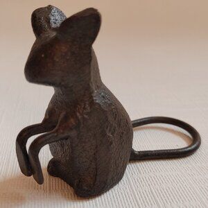 Cute Vintage Wrought Iron Mouse Paper Weight Holde